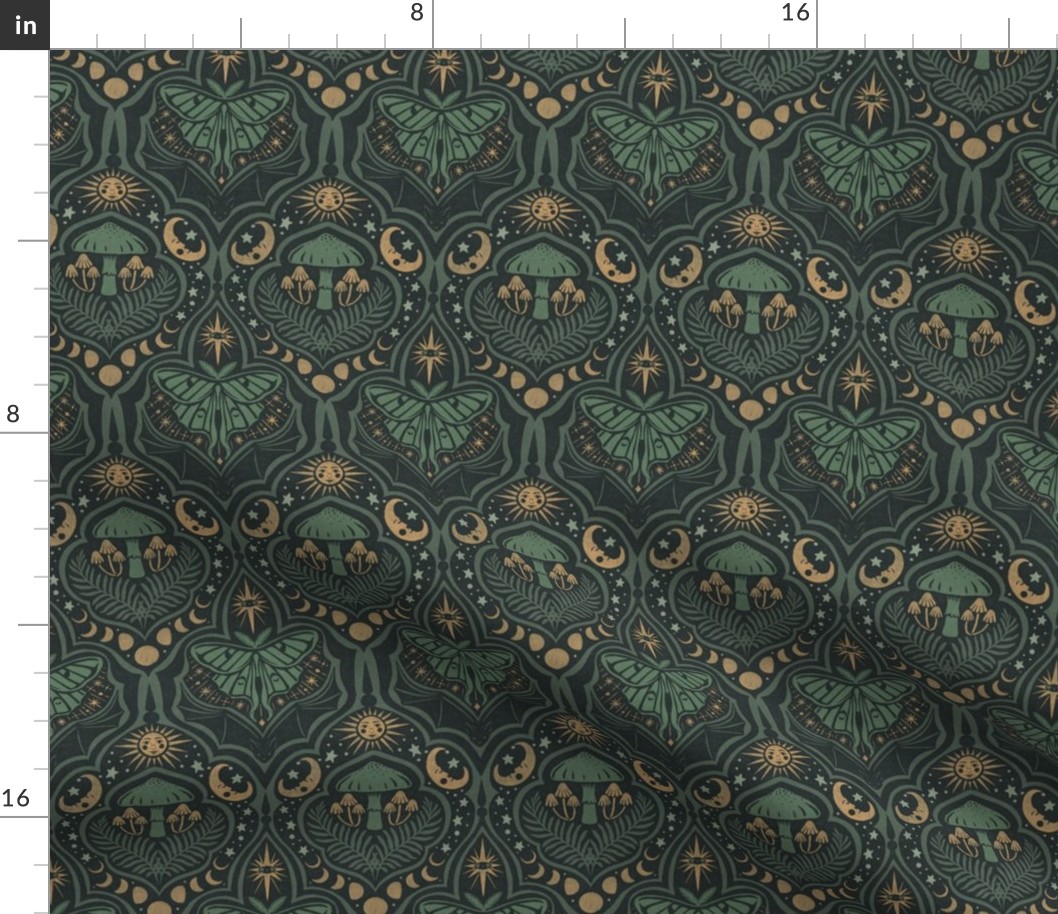 Gothic Nature Damask - small - forest green 