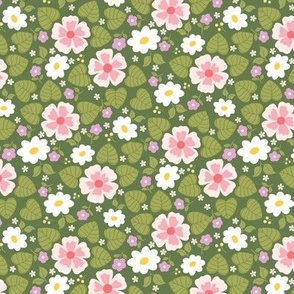 Whimsical Blush Pink Blossoms: Charming Floral Pattern for Spring Fashion and Home Decor