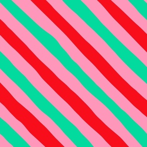 Candy Cane Stripes - Large - Pink Green Red