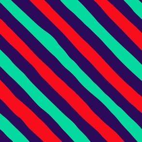 Candy Cane Stripes - Large - Navy Green Red