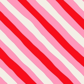 Candy Cane Stripes - Large - Pink White Red