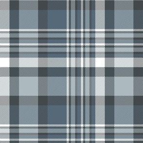 12" Plaid in muted blue, grey and white