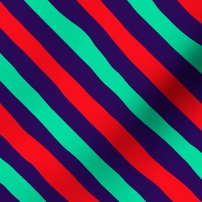 Candy Cane Stripes - Medium - Navy Green Red