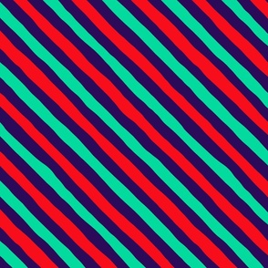 Candy Cane Stripes - Medium - Navy Green Red