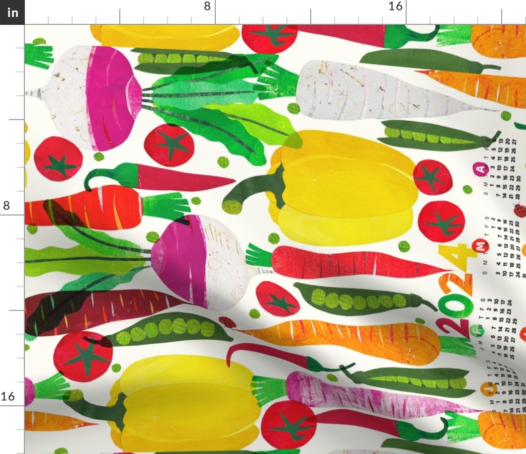 2024 Garden Vegetable calendar paper collage