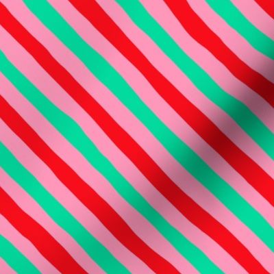 Candy Cane Stripes - Small - Pink Green Red