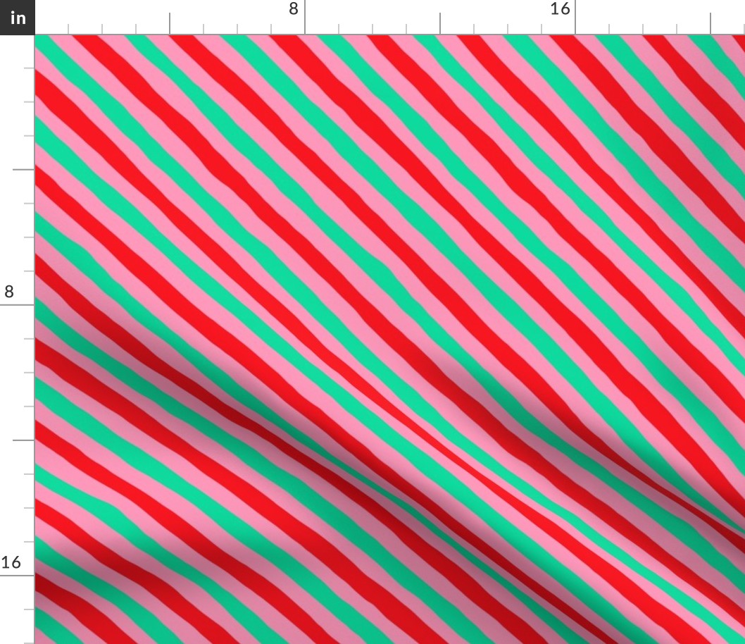 Candy Cane Stripes - Small - Pink Green Red