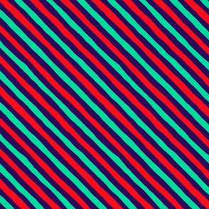 Candy Cane Stripes - Small - Navy Green Red