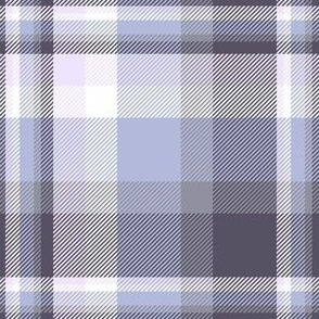 6" Plaid in faded blue, grey, pink and white