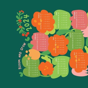 2024 "Bloom and Grow" whimsical minimal botanical calendar