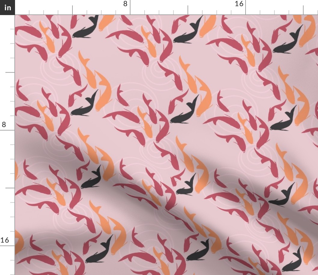 koi fish and ripples on pale pink
