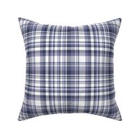 6" Plaid in dusty navy, purple, periwinkle blue and white