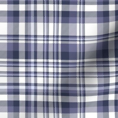 6" Plaid in dusty navy, purple, periwinkle blue and white