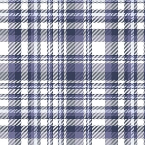 12" Plaid in dusty navy, purple, periwinkle blue and white