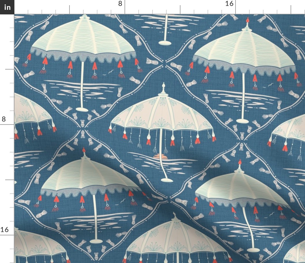 Fancy Vintage Beach Umbrellas (Admiral Blue)