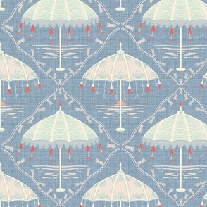 Fancy Vintage Beach Umbrellas (Blue Gray)