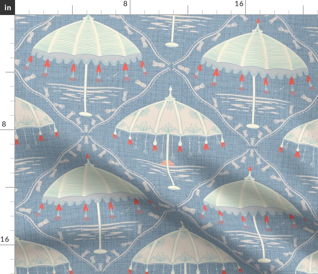 Fancy Vintage Beach Umbrellas (Blue Gray)