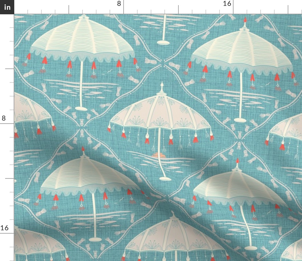 Fancy Vintage Beach Umbrellas (Opal Green)