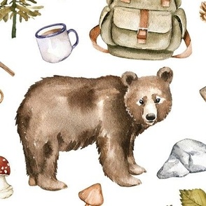 Large Scale / Take A Hike Woodland Bear / White Background