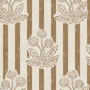 dandelion_light brown. Vintage dandelion wallpaper.