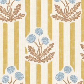 dandelion_yellow light blue. Vintage dandelion wallpaper.