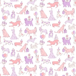 Party dogs in pink and purple 