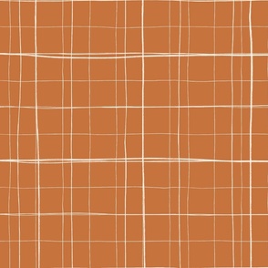 Hand-drawn Grid Plaid in Autumn Peach