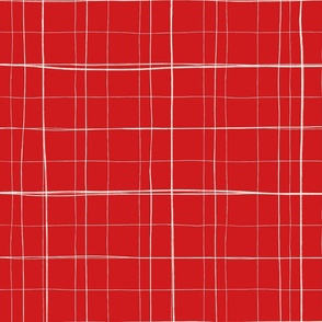 Hand-drawn Grid Plaid in Red