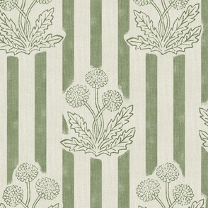 dandelion_sage green. Vintage dandelion wallpaper.