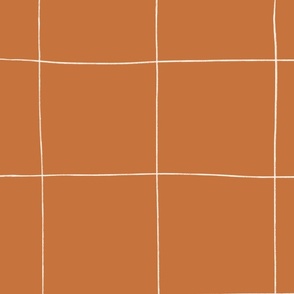 Hand-drawn Large Grid  Wallpaper in Autumn Peach