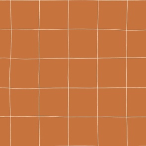 Hand-drawn Medium Grid in Autumn Peach