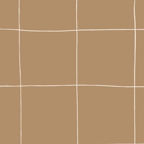Hand-drawn Large Grid  Wallpaper in Latte Brown