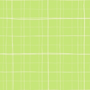 Hand-drawn Grid Plaid in Lime Green