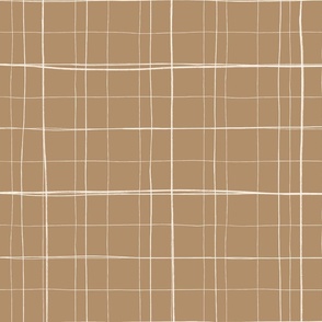 Hand-drawn Grid Plaid in Latte Brown