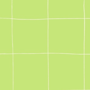 Hand-drawn Large Grid  Wallpaper in Lime Green