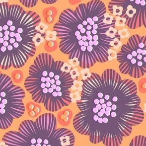Vibrant Purple and Pink Mod Retro Floral Pattern for Home Decor