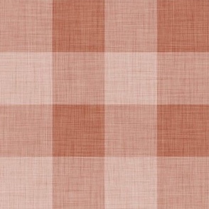 Terracotta- Gingham- Large- 2 Inches- Buffalo Plaid- Vichy Check- Neutral Checked- Linen Texture- Fall- Autumn-Thanksgiving- Cozy Cottage- Cottagecore- Earthy Tones-Cinnamon- Copper- Reddish Brown- Bunt Orange