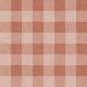 Terracotta- Gingham- Medium- 1 Inch- Buffalo Plaid- Vichy Check- Neutral Checked- Linen Texture- Fall- Autumn-Thanksgiving- Cozy Cottage- Cottagecore- Earthy Tones- Cinnamon- Copper- Reddish Brown- Bunt Orange