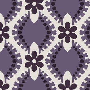 mauve and puce abstract with flowers