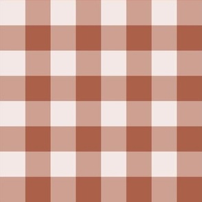 Terracotta- Gingham- Small- 1/2 Inch- Buffalo Plaid- Vichy Check- Neutral Checked- Linen Texture- Fall- Autumn-Thanksgiving- Cozy Cottage- Cottagecore- Earthy Tones-Cinnamon- Copper- Reddish Brown- Bunt Orange