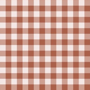 Terracotta- Gingham- Extra Small- 1/4 Inch- Buffalo Plaid- Vichy Check- Neutral Checked- Linen Texture- Fall- Autumn-Thanksgiving- Cozy Cottage- Cottagecore- Earthy Tones-Cinnamon- Copper- Reddish Brown- Bunt Orange