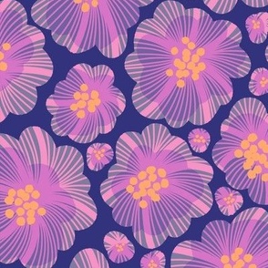 Bright Pink and Purple Mod Retro Floral Pattern for Home Decor