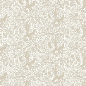 Wolves and owls - light - cream and tan - small