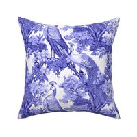 Two Peacocks Blue Toile