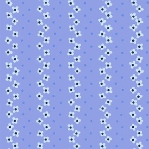 Bold Blue Daisy Rows Small Scale Floral Pattern on Blue
