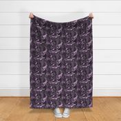 Wolves and owls - deep dark purple - medium