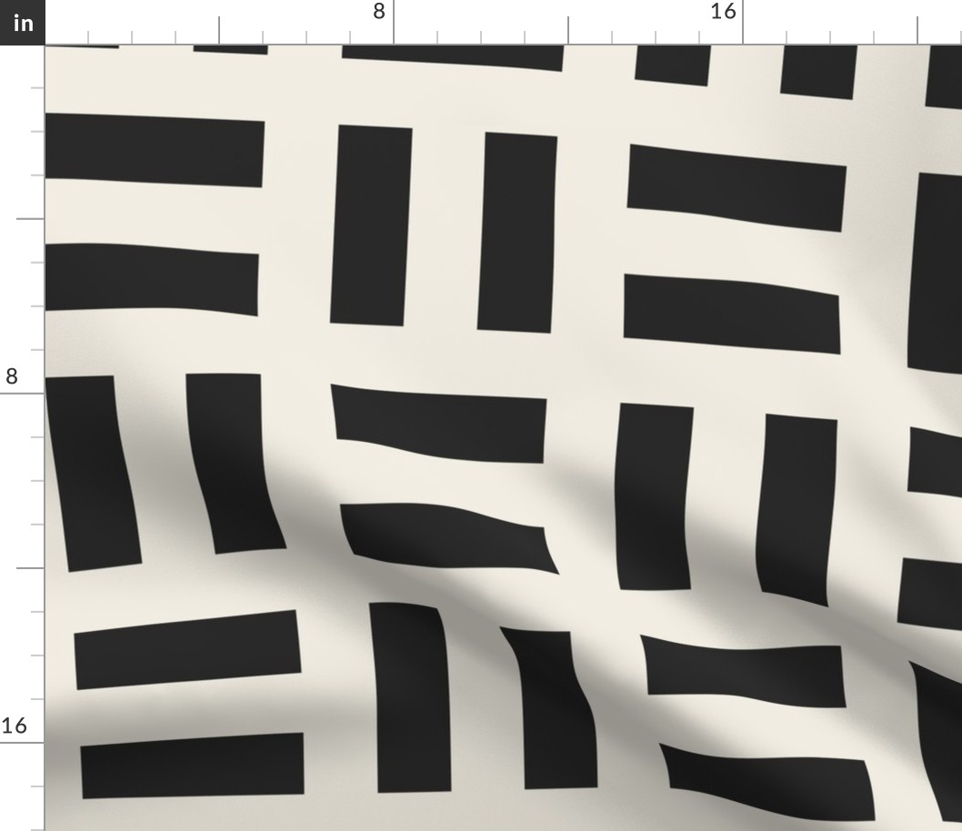 large scale // parquet - creamy white_ raisin black 02 - simple clean geometric // 12 inch repeat