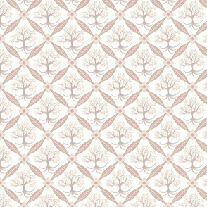 tree of life trellis | dusty rose on snow white | small