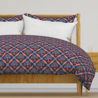 tree of life trellis | coral on navy | medium