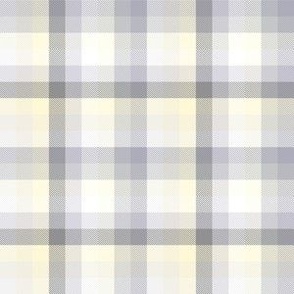 6" Plaid in shades of grey, cream, ivory and white